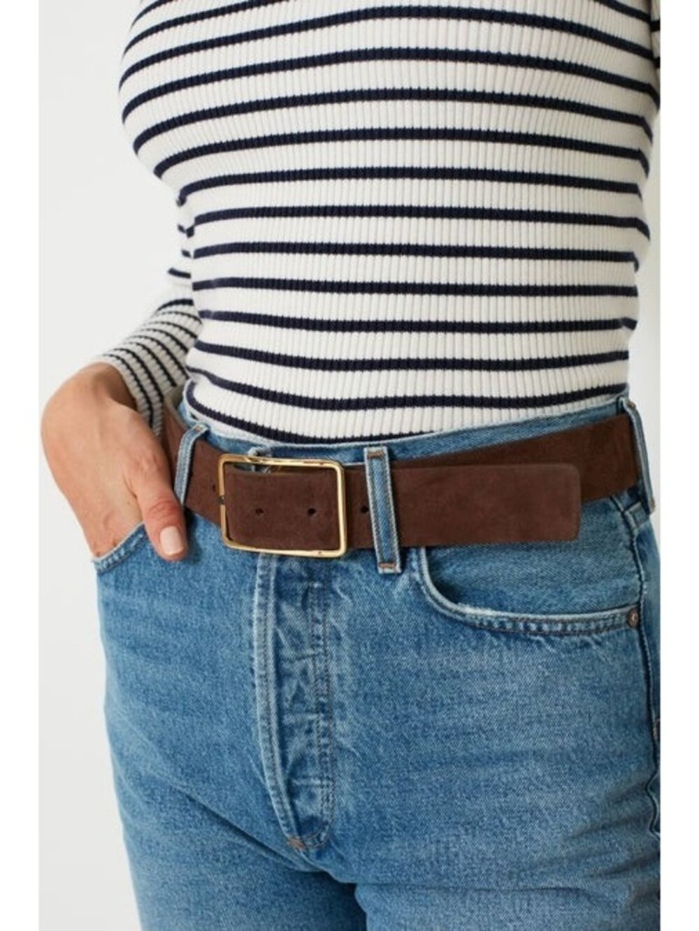 B-Low The Belt Chocolate Brown Suede Leather Milla Belt Small S Gold Buckle